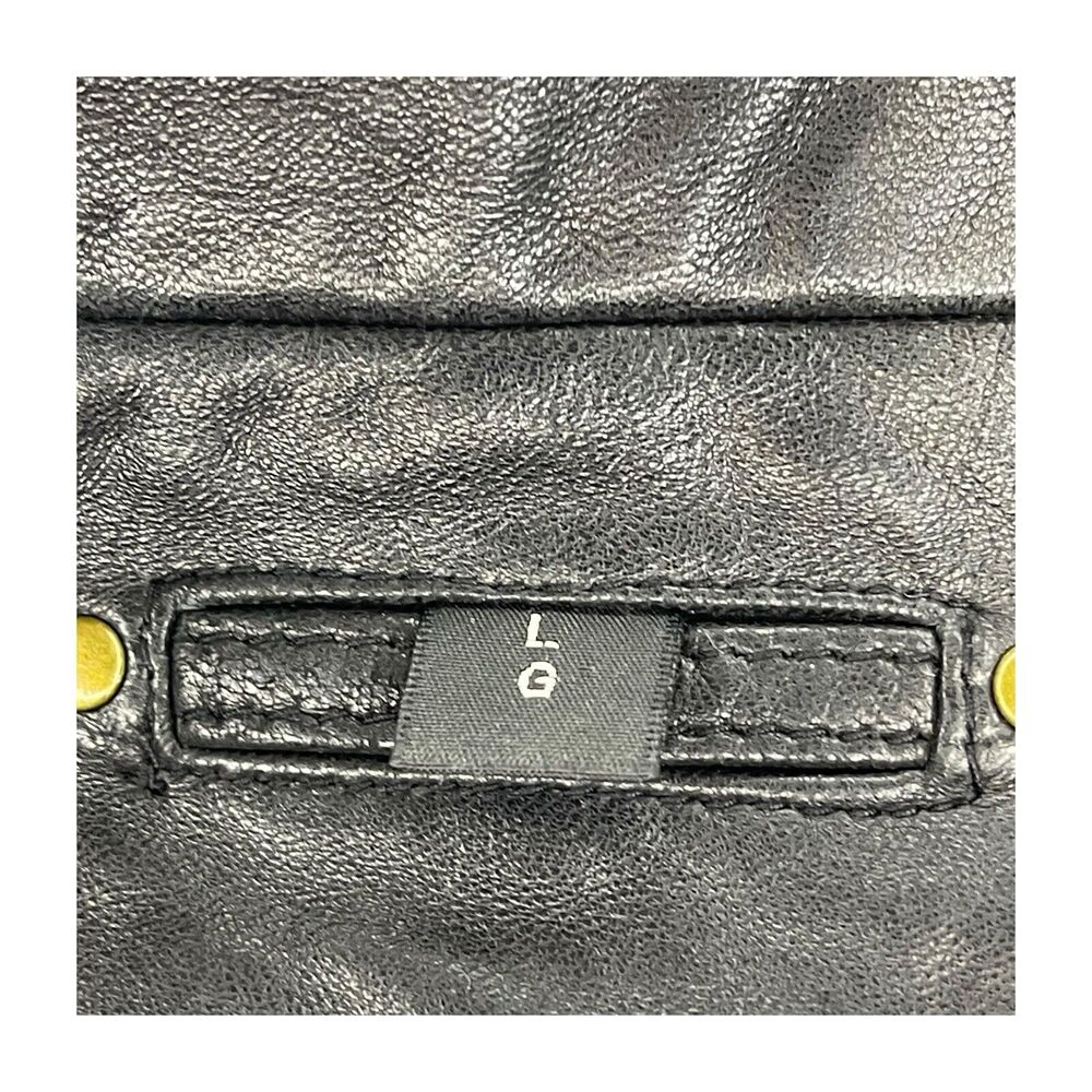 BGSD Mens Black Leather Long Sleeve Button Front Collared Jacket Blazer Large - Picture 4 of 10